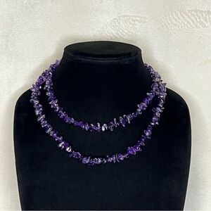 Amethyst Chip Stone Necklace 925 Clasp